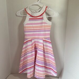 Janie and Jack pink white purple striped sleeveless dress size 8